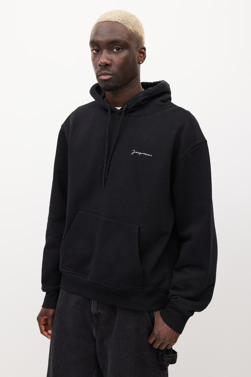 Jacquemus Black & White Embroidered Logo Hoodie