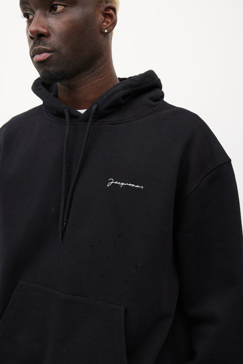 Jacquemus Black & White Embroidered Logo Hoodie