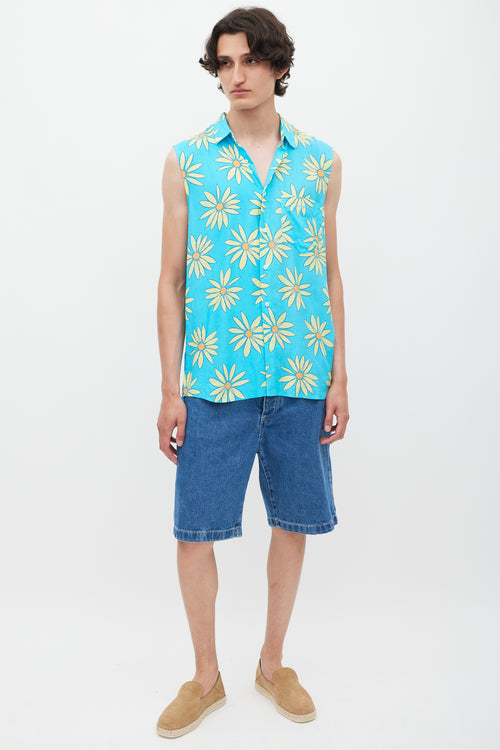 Jacquemus Blue & Green Le Splash Floral Shirt