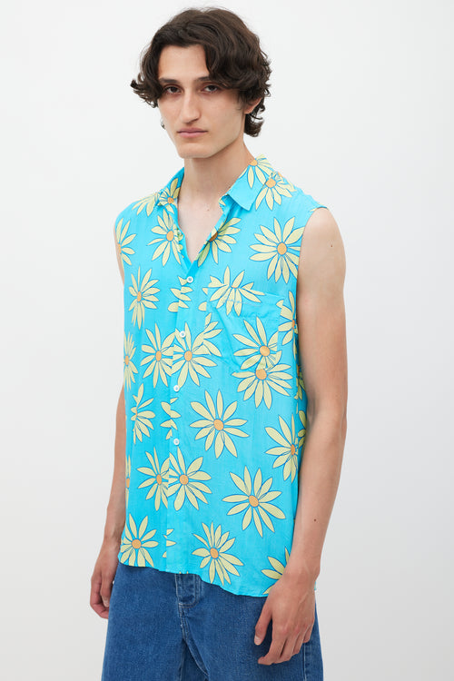 Jacquemus Blue & Green Le Splash Floral Shirt