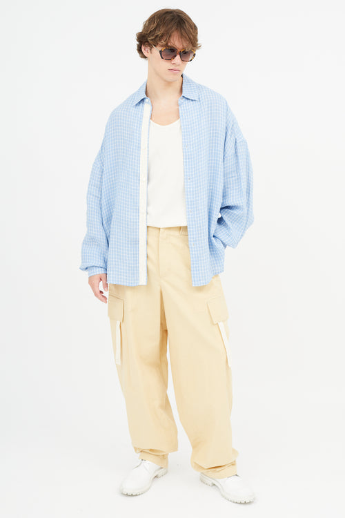 Jacquemus Blue & White La Chemise Santon Check Shirt