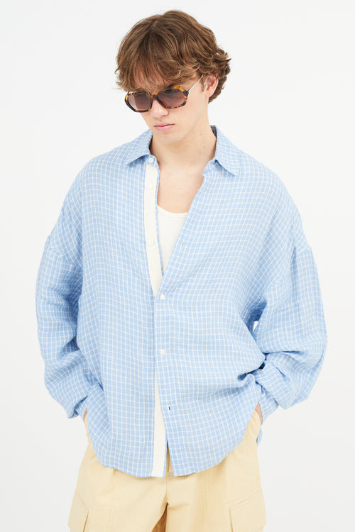 Jacquemus Blue & White La Chemise Santon Check Shirt