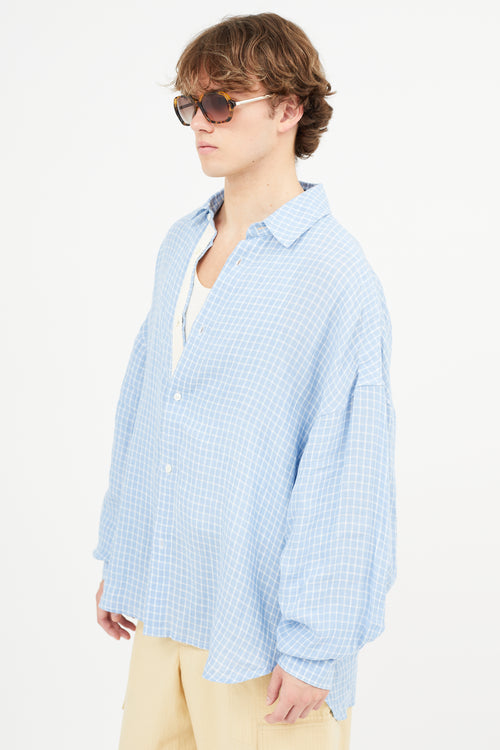 Jacquemus Blue & White La Chemise Santon Check Shirt