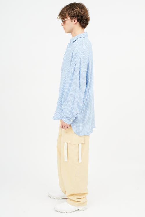 Jacquemus Blue & White La Chemise Santon Check Shirt