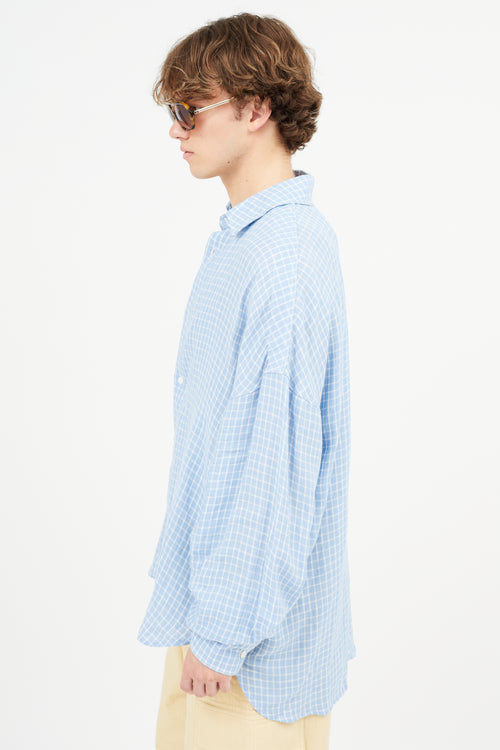 Jacquemus Blue & White La Chemise Santon Check Shirt