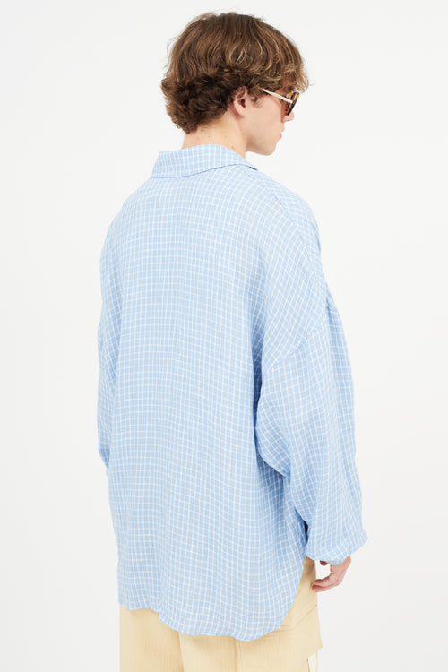 Jacquemus Blue & White La Chemise Santon Check Shirt