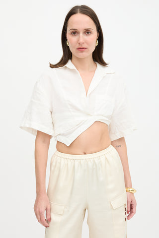 Jacquemus Linen Cropped Asymmetrical Top