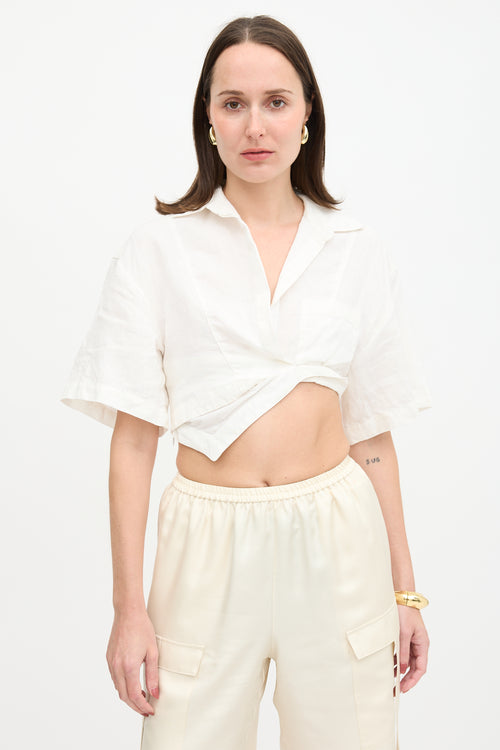 Jacquemus Linen Cropped Asymmetrical Top
