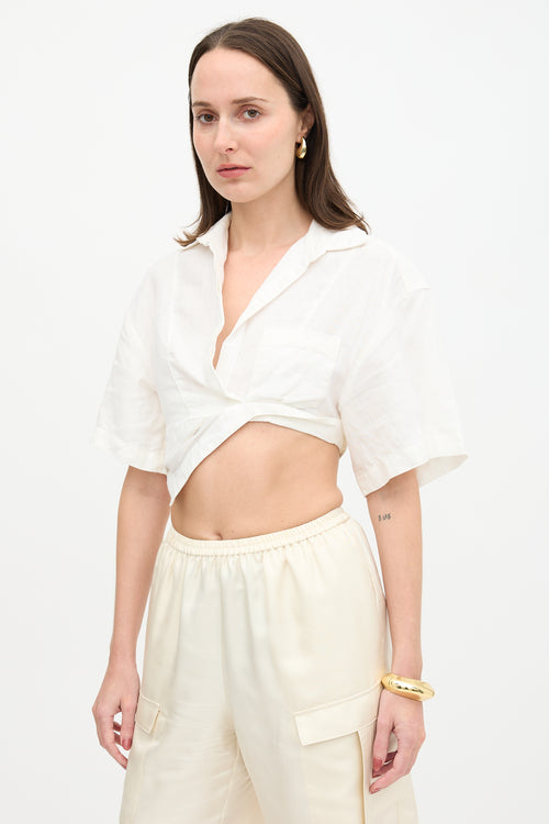 Jacquemus Linen Cropped Asymmetrical Top