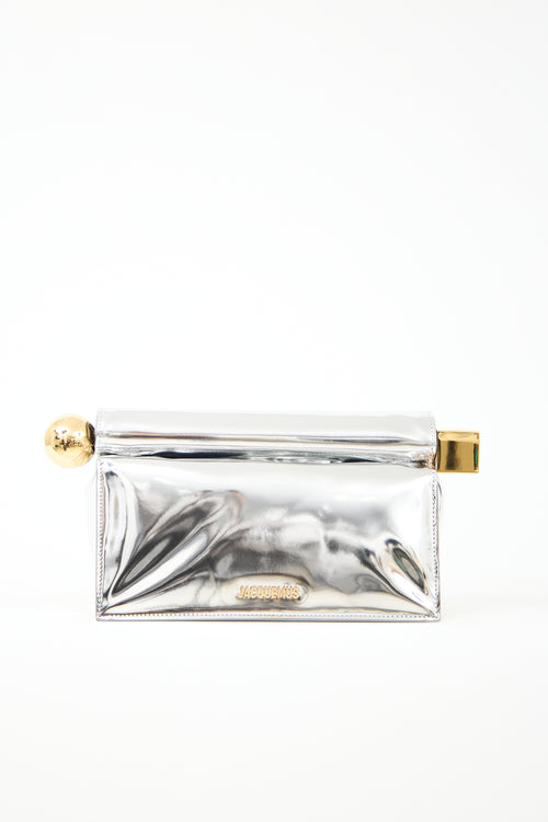 Jacquemus Metallic Leather The Rond Carré Clutch