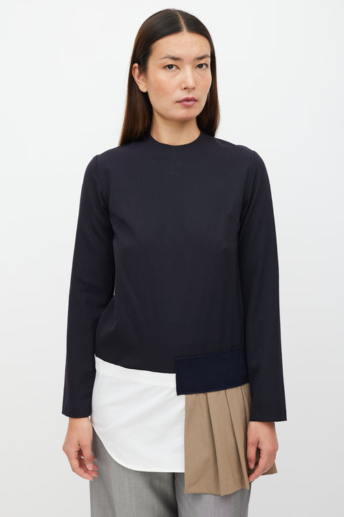 Jacquemus Navy & Multicolour L'Enfant Asymmetrical Dress