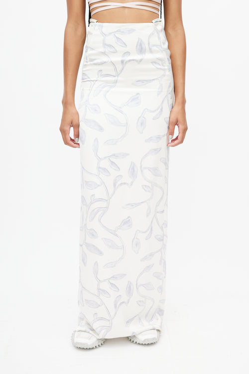 Jacquemus White & Blue Leaf Skirt