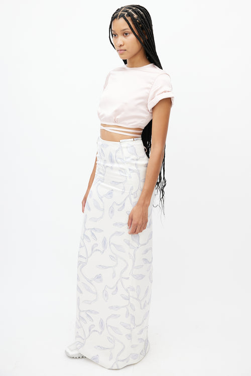 Jacquemus White & Blue Leaf Skirt