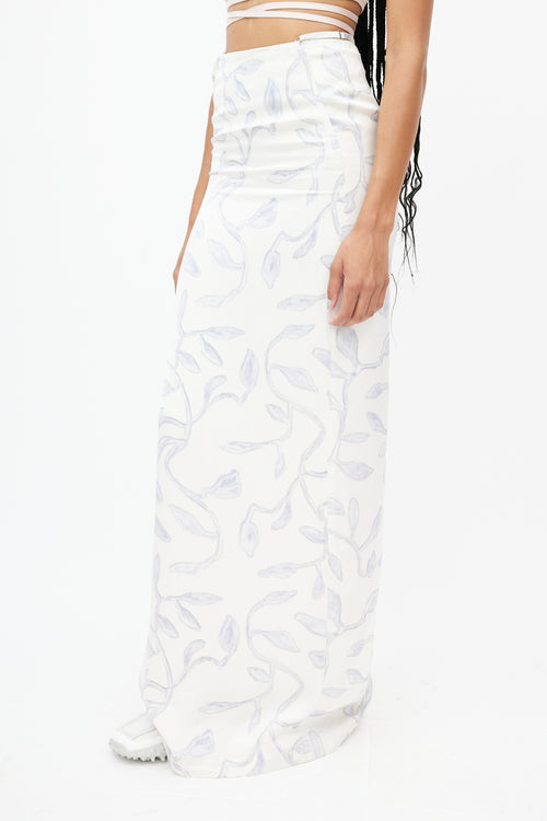 Jacquemus White & Blue Leaf Skirt