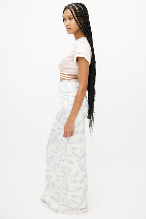 Jacquemus White & Blue Leaf Skirt
