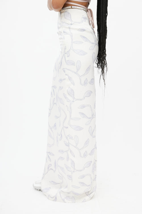 Jacquemus White & Blue Leaf Skirt