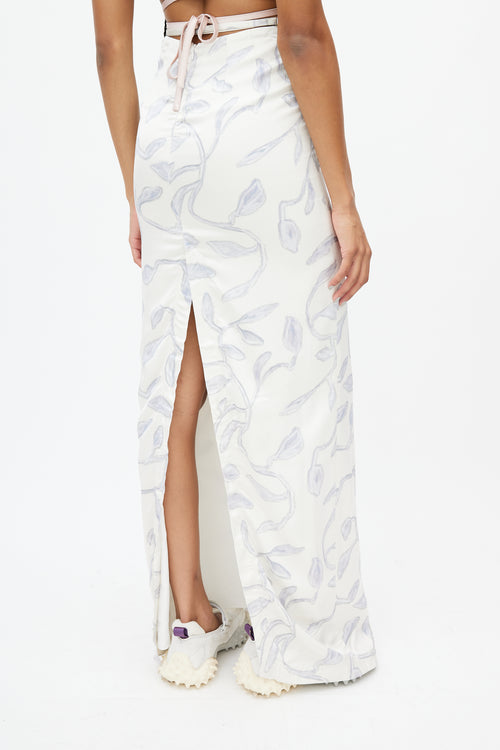 Jacquemus White & Blue Leaf Skirt
