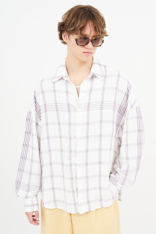 Jacquemus White & Purple La Chemise Santon Check Shirt
