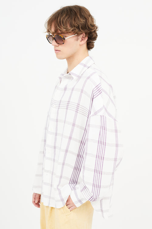 Jacquemus White & Purple La Chemise Santon Check Shirt