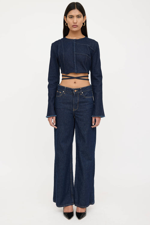 Jade Cropper Denim Cropped Tie Jacket
