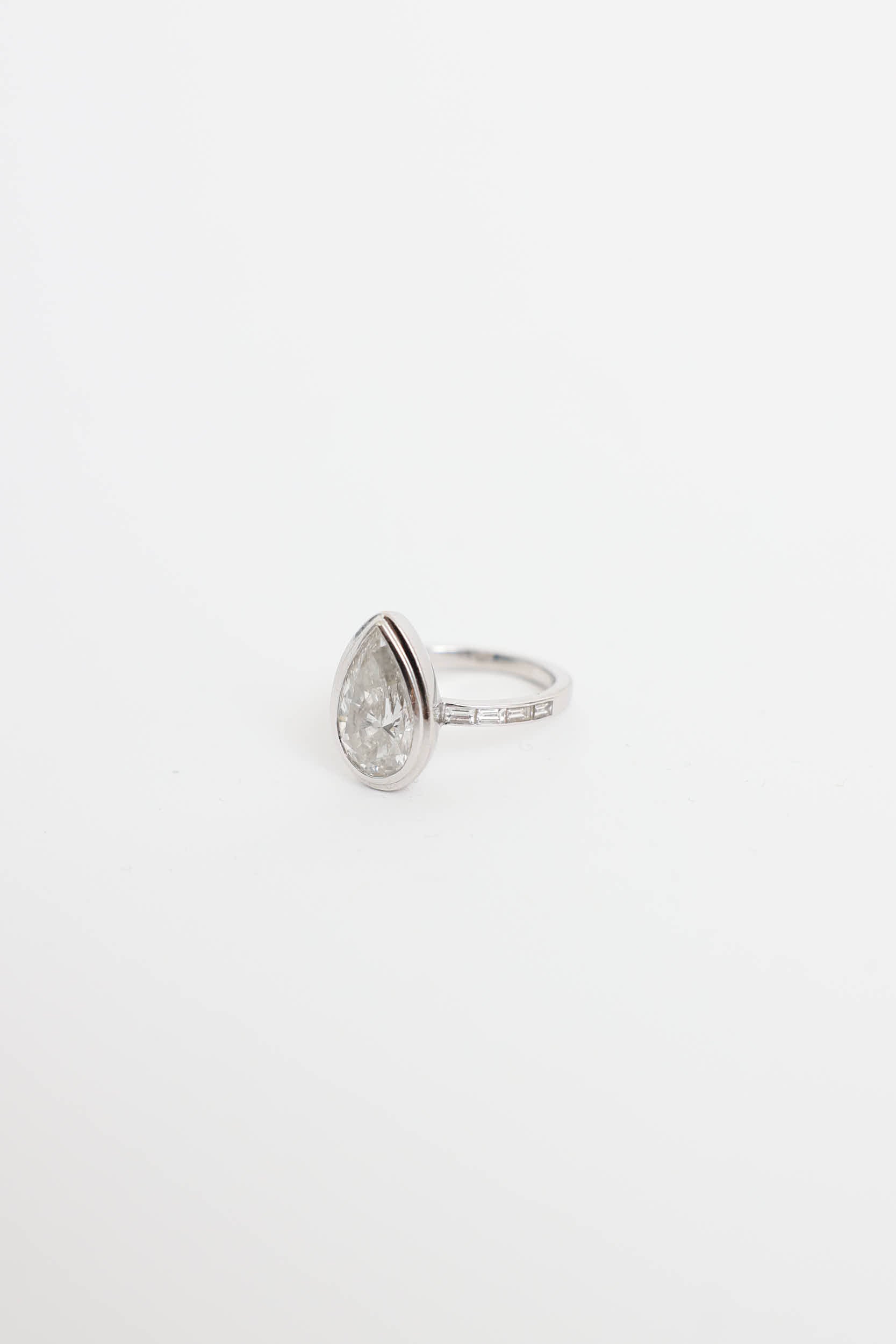 James Allen 14k White Gold Pear Diamond Bezel Ring