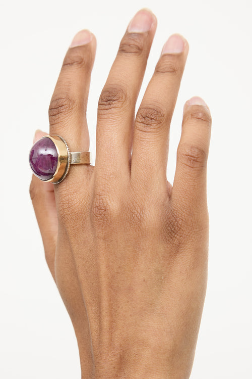 Jamie JosephSterling Silver 14K Yellow Gold Indian Ruby Ring