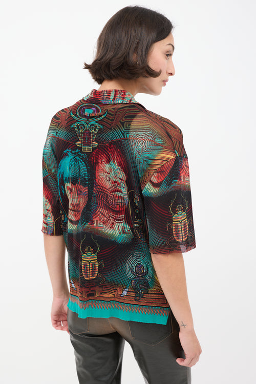 Jean Paul Gaultier 1990s Multicolour Mesh Currency Print Shirt