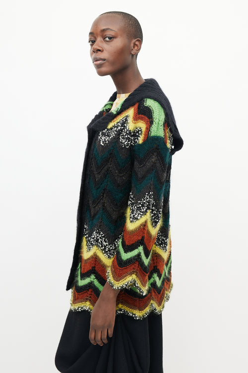 Jean Paul Gaultier Black & Multicolour Crochet Chevron Cardigan