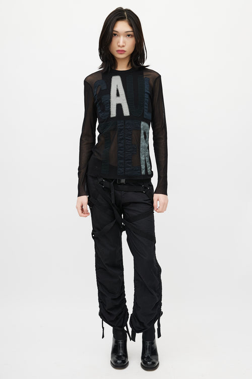 Jean Paul Gaultier Black & Multicolour Logo Mesh Top