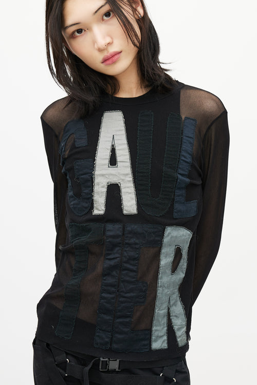 Jean Paul Gaultier Black & Multicolour Logo Mesh Top