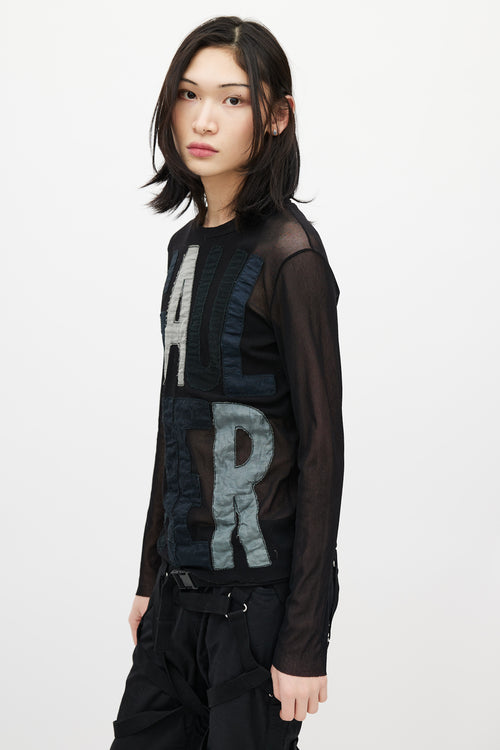 Jean Paul Gaultier Black & Multicolour Logo Mesh Top