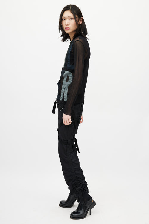Jean Paul Gaultier Black & Multicolour Logo Mesh Top