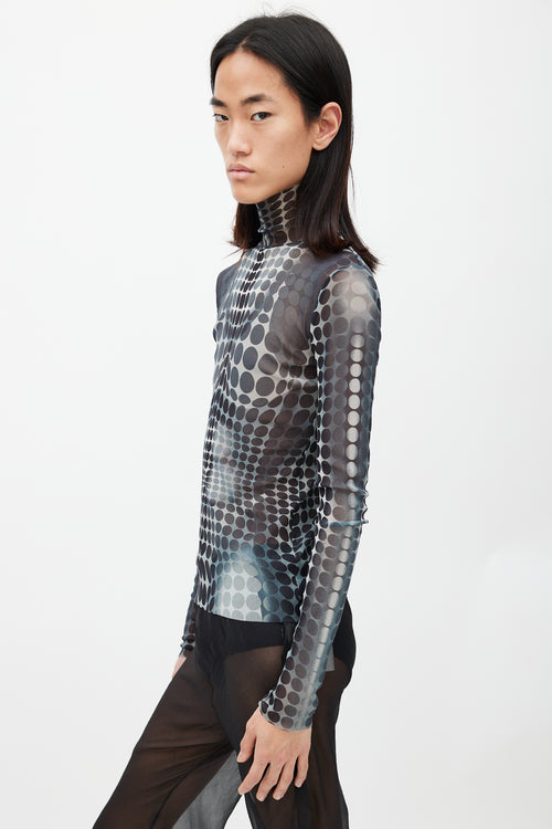 Jean Paul Gaultier Black & White Polka Dot Mesh Top