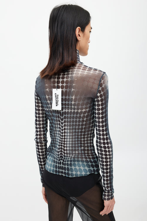 Jean Paul Gaultier Black & White Polka Dot Mesh Top
