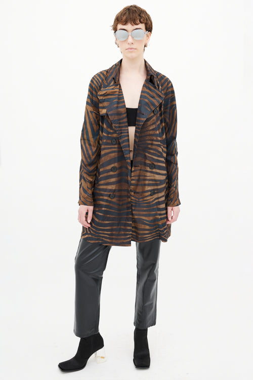Jean Paul Gaultier Brown & Black Print Nylon Trench Coat