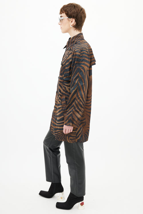 Jean Paul Gaultier Brown & Black Print Nylon Trench Coat