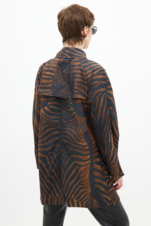 Jean Paul Gaultier Brown & Black Print Nylon Trench Coat