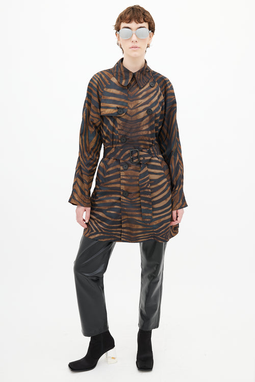 Jean Paul Gaultier Brown & Black Print Nylon Trench Coat