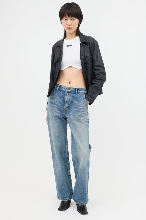 Jean Paul Gaultier Embroidered Logo Cropped T-Shirt