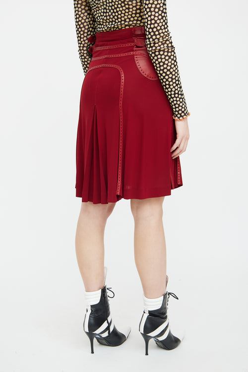 Jean Paul Gaultier Red Mesh & Leather Buckle Skirt