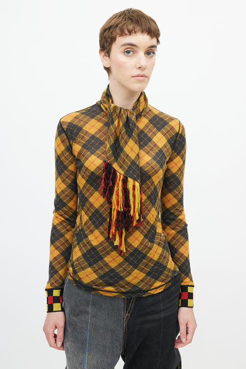 Jean Paul Gaultier Vintage Yellow & Black Plaid Scarf Top