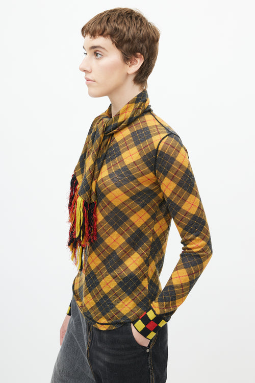 Jean Paul Gaultier Vintage Yellow & Black Plaid Scarf Top