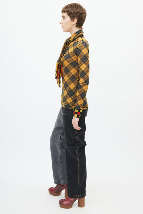 Jean Paul Gaultier Vintage Yellow & Black Plaid Scarf Top