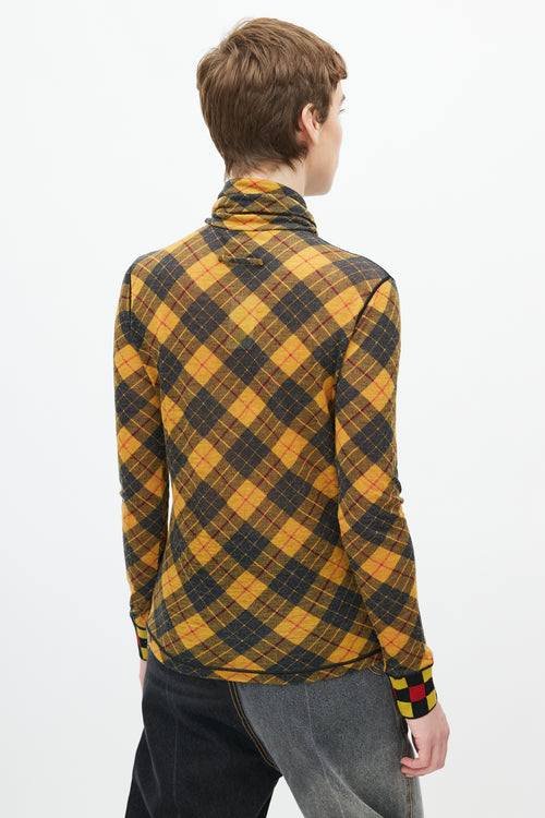 Jean Paul Gaultier Vintage Yellow & Black Plaid Scarf Top