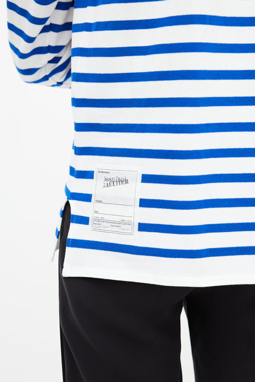 Jean Paul Gaultier White & Blue Stripe Sailor Top