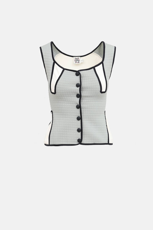Jean Paul Gaultier C. 1990s Quilted Button Up Top