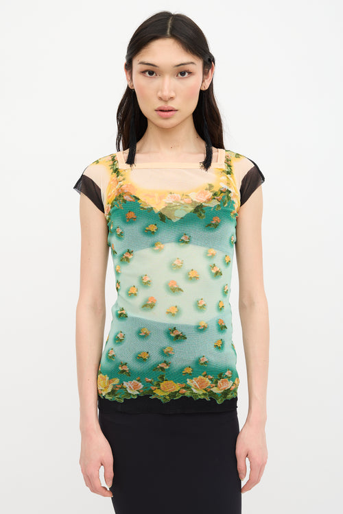 Jean Paul Gaultier 2000s Mesh Floral Top