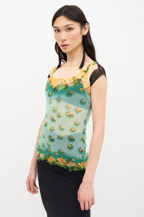 Jean Paul Gaultier 2000s Mesh Floral Top