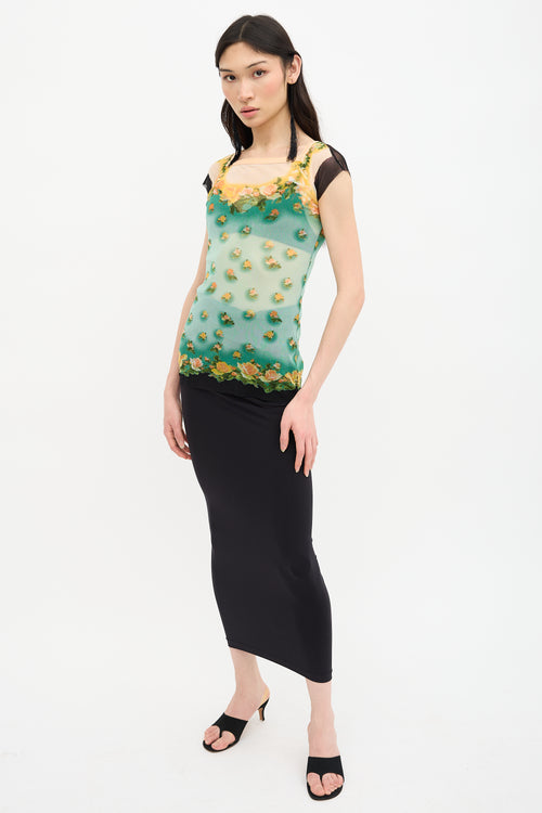 Jean Paul Gaultier 2000s Mesh Floral Top
