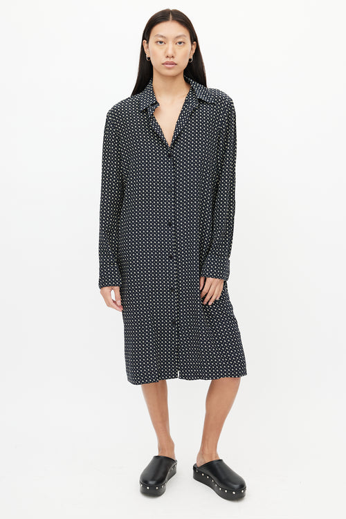 Jil Sander Black & Beige Print Shirt Dress